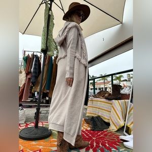 Free People long fringe hooded cardigan